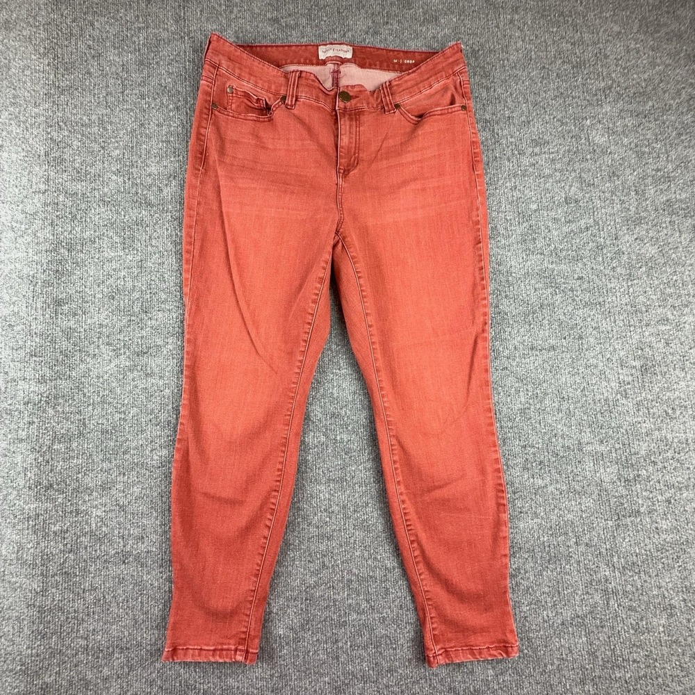 Molly & Isadora Jeans Womens 14 Wine Dark Mid Rise Slim Crop Stretch Denim Pants